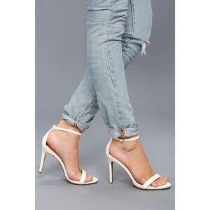 Lulus Loveliness White Ankle Strap Heels - Size 9